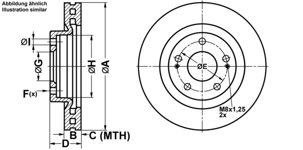 ATE ijf1418342 belüftet 290mm 26mm für MITSUBISHI