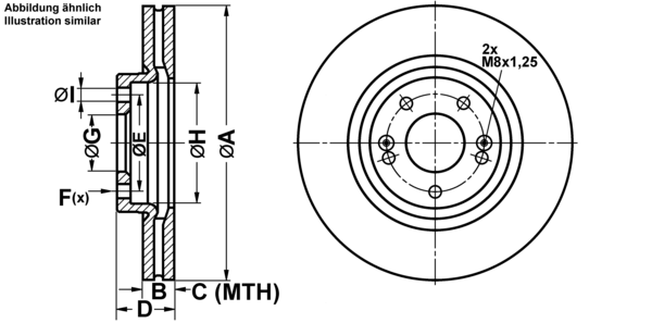 ATE Bremsensatz, Scheibenbremse ijf1418fz8 Vorderachse belüftet 321mm 28mm für KIA HYUNDAI