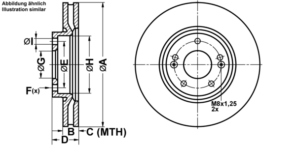 ATE Bremsensatz, Scheibenbremse ijf141b277 Vorderachse belüftet 300mm 28mm für HYUNDAI KIA