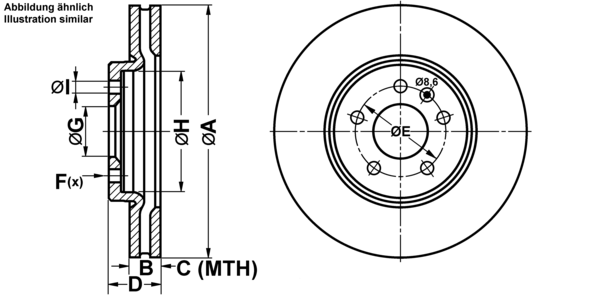 ATE Bremsensatz, Scheibenbremse ijf1415a00 Vorderachse belüftet 321mm 30mm für OPEL VAUXHALL