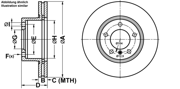 ATE Bremsensatz, Scheibenbremse ijf1419h39 Vorderachse belüftet 300mm 22mm für BMW