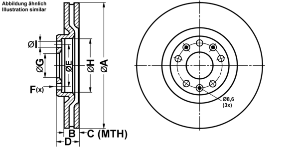 ATE Bremsensatz, Scheibenbremse ijf14171e6 Vorderachse belüftet 302mm 26mm für PEUGEOT CITROËN