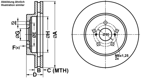 ATE Bremsensatz, Scheibenbremse ijf1417ed8 Vorderachse belüftet 319mm 28mm für LEXUS TOYOTA