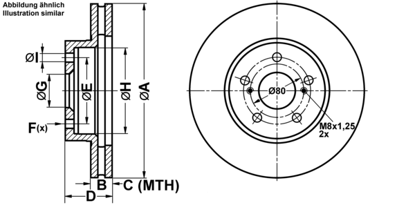 ATE Bremsensatz, Scheibenbremse ijf1414td8 Vorderachse belüftet 255mm 25mm für TOYOTA LEXUS
