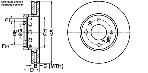ATE ijf1418el8 Vorderachse belüftet 280mm 26mm für KIA HYUNDAI