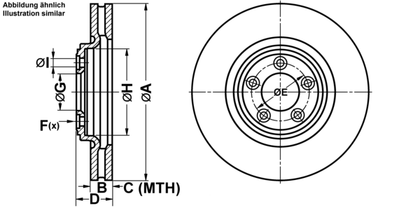 ATE Bremsensatz, Scheibenbremse ijf141aw61 Vorderachse belüftet 326mm 30mm für JAGUAR