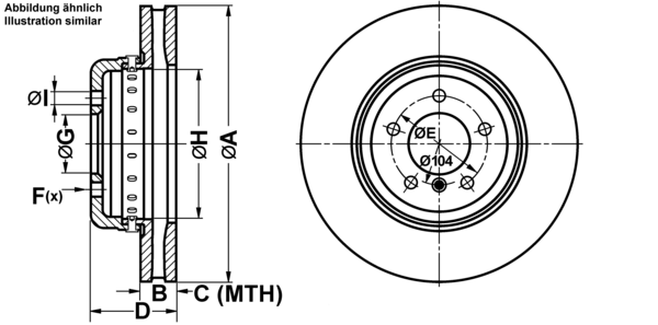 ATE Bremsensatz, Scheibenbremse ijf1418hv0 Vorderachse belüftet 348mm 30mm für BMW