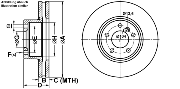 ATE Bremsensatz, Scheibenbremse ijf1415fh6 Vorderachse belüftet 328mm 28mm für BMW