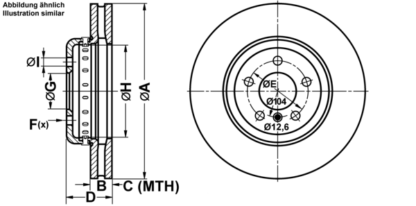 ATE Bremsensatz, Scheibenbremse ijf1416fl0 Vorderachse belüftet 348mm 30mm für BMW