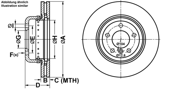 ATE Bremsensatz, Scheibenbremse ijf14155l4 Vorderachse belüftet 330mm 24mm für BMW