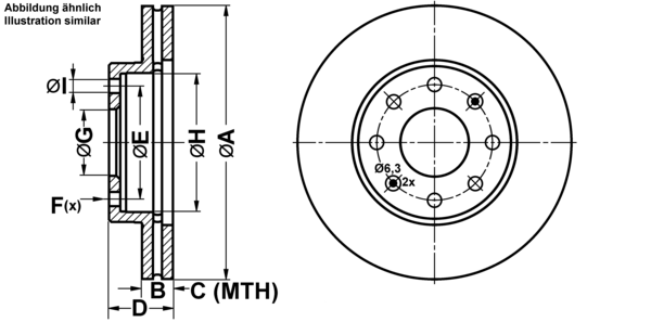 ATE Bremsensatz, Scheibenbremse ijf14177n0 Vorderachse belüftet 236mm 20mm für DAEWOO CHEVROLET