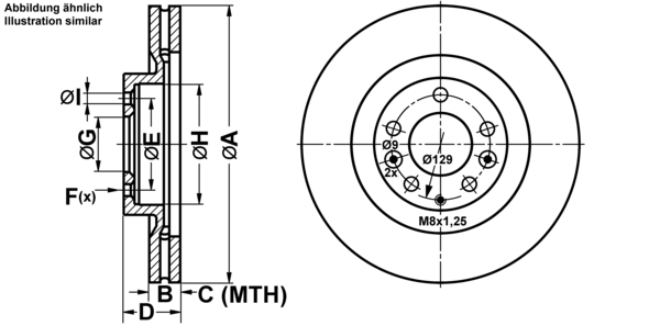 ATE Bremsensatz, Scheibenbremse ijf141a1j7 Vorderachse belüftet 322mm 24mm für MAZDA