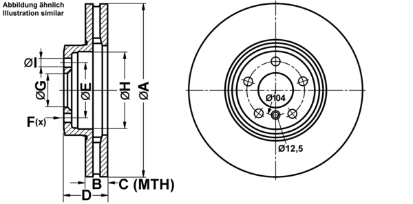 ATE Bremsensatz, Scheibenbremse ijf1416vt0 Vorderachse belüftet 365mm 36mm für BMW