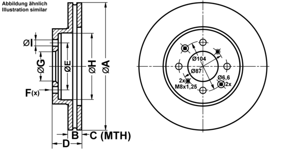 ATE Bremsensatz, Scheibenbremse ijf1419cv3 Vorderachse belüftet 260mm 23mm für HONDA
