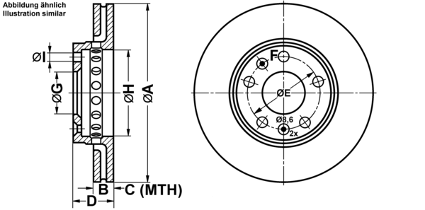 ATE Bremsensatz, Scheibenbremse ijf141asj3 Vorderachse belüftet 280mm 24mm für RENAULT NISSAN