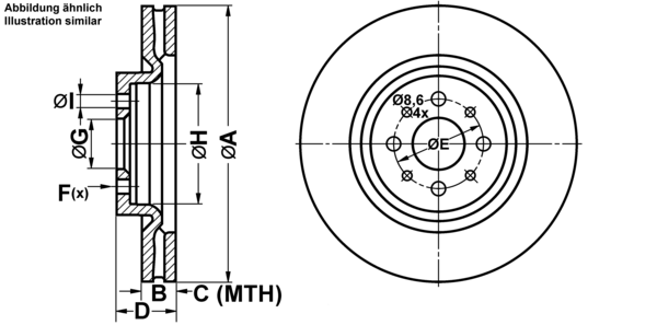 ATE Bremsensatz, Scheibenbremse ijf1419g25 Vorderachse belüftet 305mm 28mm für FIAT JEEP