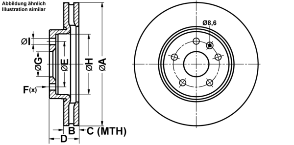 ATE Bremsensatz, Scheibenbremse ijf1418h22 Vorderachse belüftet 321mm 30mm für VAUXHALL OPEL CHEVROLET SAAB