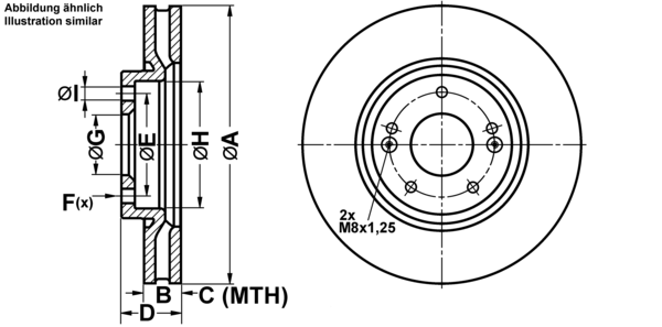 ATE Bremsensatz, Scheibenbremse ijf141ai05 Vorderachse belüftet 300mm 28mm für KIA HYUNDAI