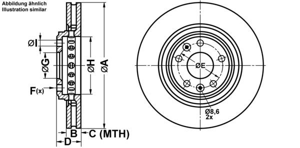 ATE Bremsensatz, Scheibenbremse ijf1418y05 Vorderachse belüftet 320mm 28mm für RENAULT