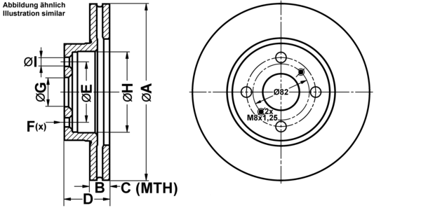 ATE Bremsensatz, Scheibenbremse ijf1418yt3 Vorderachse belüftet 255mm 20mm für TOYOTA