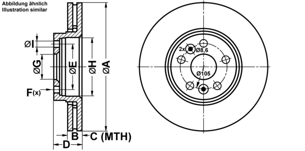 ATE Bremsensatz, Scheibenbremse ijf1418g84 Vorderachse belüftet 300mm 24mm für RENAULT