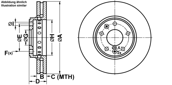 ATE Bremsensatz, Scheibenbremse ijf1418zd5 Vorderachse belüftet 296mm 26mm für RENAULT