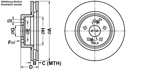 ATE Bremsensatz, Scheibenbremse ijf1416ie2 Vorderachse belüftet 312mm 28mm für RENAULT