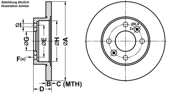 ATE Bremsensatz, Scheibenbremse ijf141d579 Vorderachse Voll 238mm 12mm für RENAULT DACIA