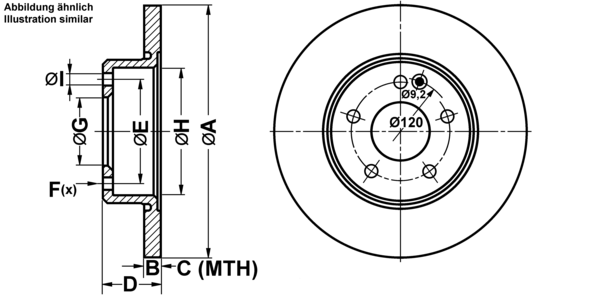 ATE Bremsensatz, Scheibenbremse ijf14157y2 Vorderachse Voll 284mm 12mm für MERCEDES-BENZ