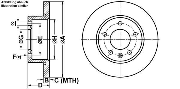 ATE ijf1418kn0 Vorderachse Voll 258mm 12mm für VAUXHALL OPEL DAEWOO