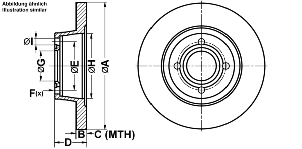 ATE Bremsensatz, Scheibenbremse ijf1416d64 Vorderachse Voll 280mm 13mm für VAG