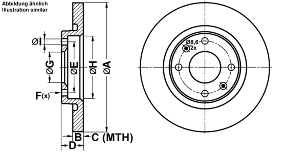 ATE Bremsensatz, Scheibenbremse ijf141cot7 Vorderachse Voll 266mm 13mm für CITROËN PEUGEOT