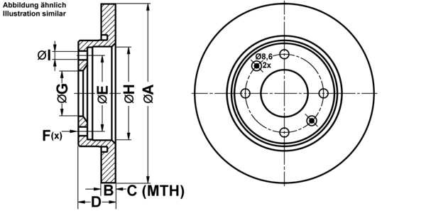 ATE Bremsensatz, Scheibenbremse ijf1414x06 Vorderachse Voll 247mm 13mm für PEUGEOT CITROËN