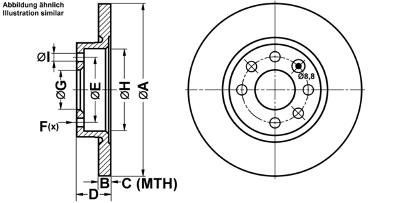 ATE Bremsensatz, Scheibenbremse ijf1417ao0 Vorderachse Voll 260mm 12mm für VOLVO