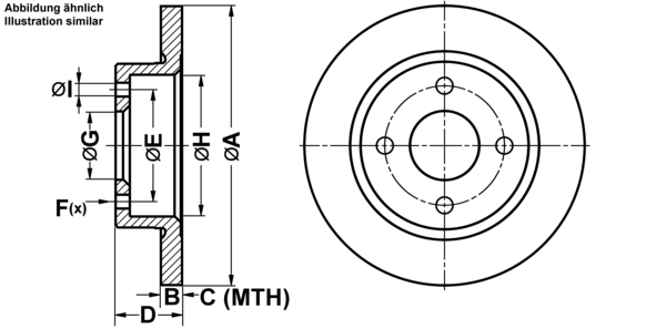 ATE Bremsensatz, Scheibenbremse ijf1416bu6 Vorderachse Voll 234mm 12mm für NISSAN