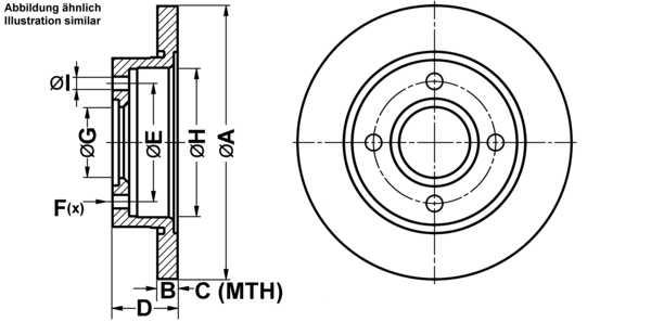 ATE Bremsensatz, Scheibenbremse ijf1416oi2 Vorderachse Voll 239mm 12mm für FORD MAZDA