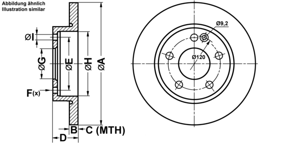ATE Bremsensatz, Scheibenbremse ijf1419131 Vorderachse Voll 260mm 12mm für MERCEDES-BENZ