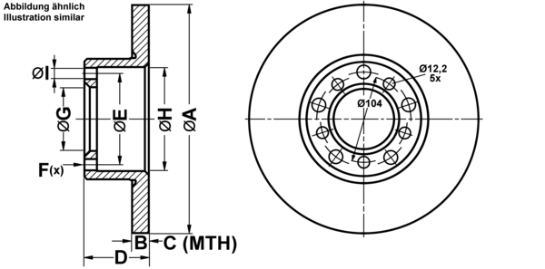 ATE ijf141bwa3 Vorderachse Voll 273mm 12mm für MERCEDES-BENZ