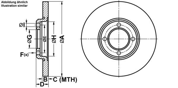 ATE Bremsensatz, Scheibenbremse ijf1417tw4 Vorderachse Voll 247mm 12mm für FORD HYUNDAI