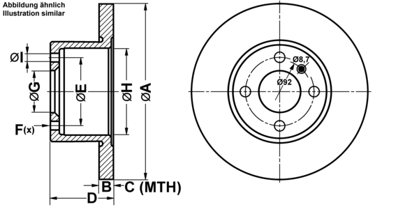 ATE Bremsensatz, Scheibenbremse ijf1419cl7 Vorderachse Voll 255mm 12mm für BMW STEYR