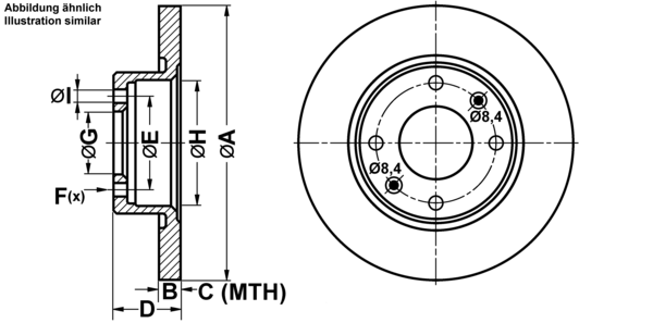 ATE Bremsensatz, Scheibenbremse ijf1415uu4 Vorderachse Voll 247mm 10mm für PEUGEOT CITROËN