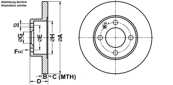ATE Bremsensatz, Scheibenbremse ijf1415ai2 Vorderachse Voll 239mm 8mm für VAG