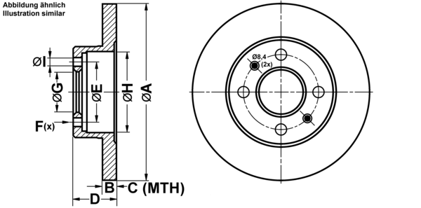 ATE Bremsensatz, Scheibenbremse ijf1416xu0 Vorderachse Voll 238mm 8mm für RENAULT