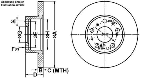 ATE Bremsensatz, Scheibenbremse ijf1414r90 Vorderachse Voll 290mm 16mm für PEUGEOT FIAT CITROËN