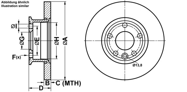 ATE Bremsensatz, Scheibenbremse ijf1418cq6 Vorderachse Voll 282mm 18mm für VAG