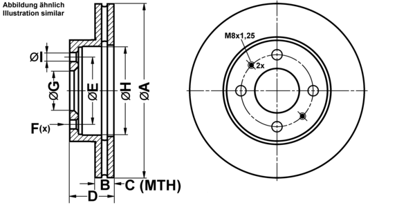 ATE Bremsensatz, Scheibenbremse ijf14193y1 Vorderachse belüftet 240mm 18mm für NISSAN