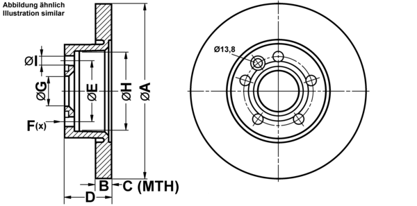 ATE Bremsensatz, Scheibenbremse ijf141deb9 Vorderachse Voll 282mm 18mm für VAG