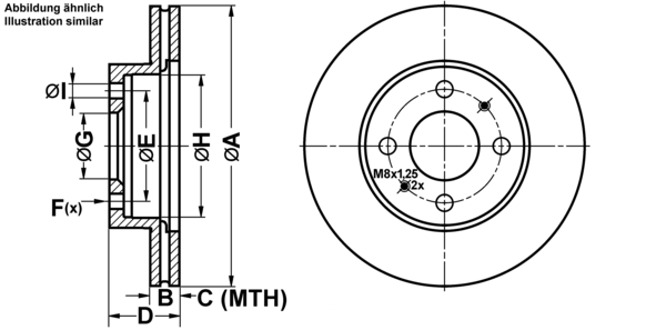 ATE Bremsensatz, Scheibenbremse ijf1416ku8 Vorderachse belüftet 247mm 18mm für NISSAN