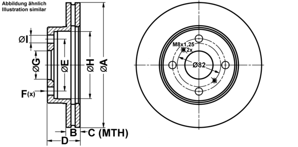 ATE Bremsensatz, Scheibenbremse ijf14166z4 Vorderachse belüftet 235mm 17mm für TOYOTA