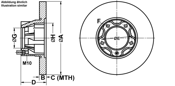 ATE Bremsensatz, Scheibenbremse ijf141bbc3 Vorderachse Voll 281mm 19mm für VAG